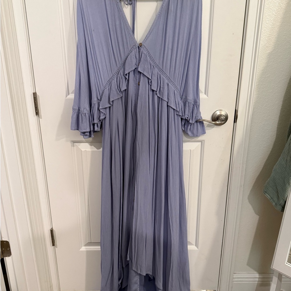 Light Blue Maxi Dress with Ruffle Details